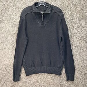 Projek Raw Mens Quarter Zip Sweater Charcoal Black Mock Neck Pullover Medium